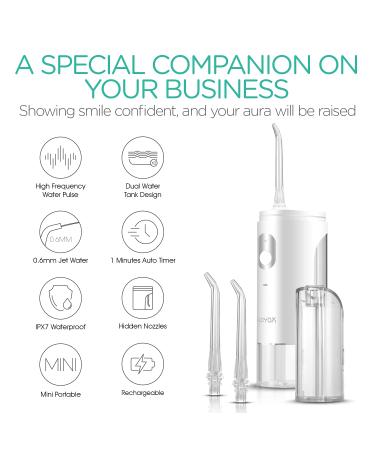 VOYOR Mini Water Flosser - Cordless & Portable Oral Irrigator for Plaque Removal | Rechargeable & Waterproof with 2 Detachable Tanks | Perfect for Home & Travel | Braces Cleaner WF500 - Buy Online on GoSupps.com