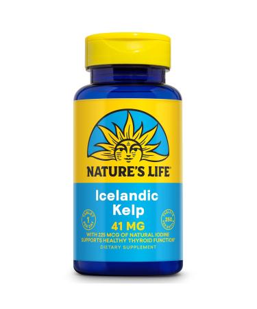 Nature's Life Icelandic Kelp 41 mg - Sea Kelp Iodine Supplement from Icelandic Seawater - Thyroid Support for Women and Men with 225mcg Natural Iodine - 60-Day Guarantee 250 Servings 250 Tablets