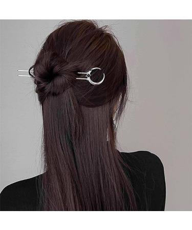 Yheakne Vintage Moon Hair Stick Pin - Silver U Shape Hair Fork for Women and Girls - Buy Online on GoSupps.com