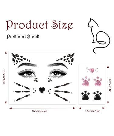 Cat Face Gems & Rhinestones for Women & Kids | Stick-On Whiskers & Body Gems | Perfect for Rave & Halloween Makeup - 4 Sheets - Buy Online on GoSupps.com
