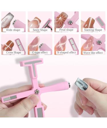 5 in 1 Nail Magnet Tool with Silicone Case - Dual Function Magnetic Pen for 3D Cat Eye Gel Nail Polish - Perfect for Nail Studios - Pink - Buy Online on GoSupps.com