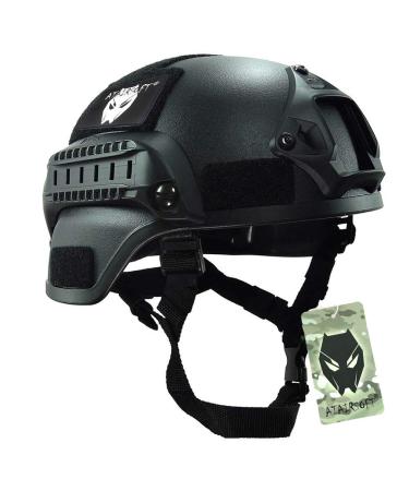 ATAIRSOFT Tactical Airsoft Paintball MICH 2000 Helmet with Side Rail & NVG Mount BK
