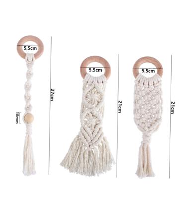 Ibasenice 3 Pcs Wooden Bite Toys for Toddlers - Cotton Rope Molar Grinding Sticks - Safe Beech Teething Toys Online - Buy Online on GoSupps.com