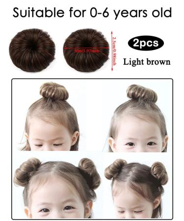 AKOAK 2 Pcs Baby Wig Bun Girl Fake Hair Clip Headwear (Light Brown) - Buy Online on GoSupps.com