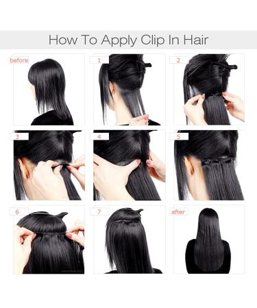 Mihugass Remy Clip in Hair Extensions 14 Brazilian Silky Straight 8pcs/120g Set - Natural Black for Black Women - Buy Online on GoSupps.com