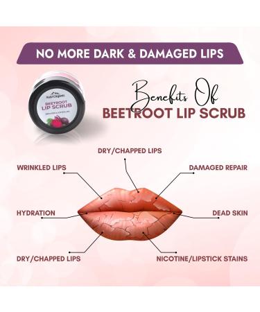 Beetroot Lip Scrub for Dark Lips - Brightening & Cleansing | Unisex | 15g - Buy Online on GoSupps.com