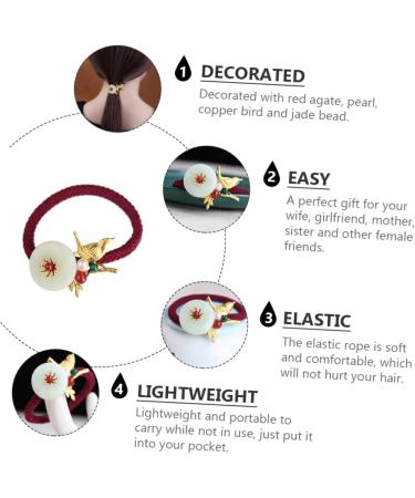 Beavorty 1Pc hair tie headband ponytail holder hair elastics Simple Jade Hair vintage hair accessories gemstone hair tie no crease hair mini rubber bands Hair Rope pearl copper - Buy Online on GoSupps.com