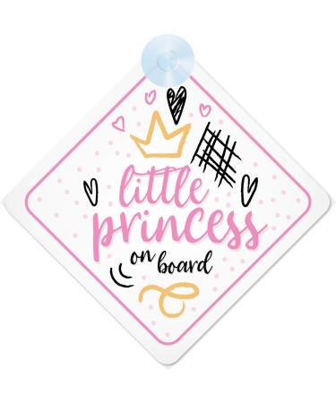 mybabyonboard UK Princess On Board Pink with Crown (024) Non Personalised Car Sign New Baby Girl/Child Gift/Present
