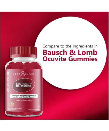 GeriCare Eye Support Gummies Daily Lutein & Zeaxanthin Supplement for Vision Health Naturally Sourced Plant-Based Non-GMO Gluten-Free 60 Chewable Mixed Berry Gummies 60 Count (Pack of 1) - Buy Online on GoSupps.com