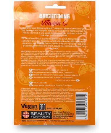 BEAUTY FORMULAS BRIGHTENING VITAMIN C FACIAL MASK Orange - Buy Online on GoSupps.com