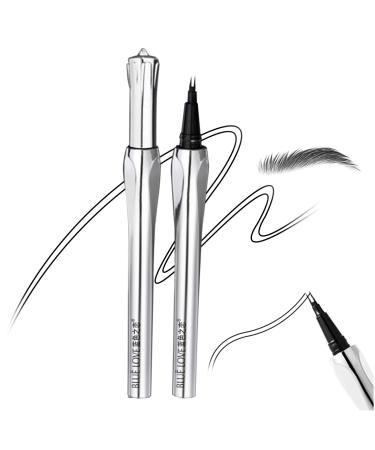 BLUE LOVE Two-Prong Eyebrow Pen Upgrade 2 Tipped Eye Brow Pencils for Women Eye Makeup with Microblading Brow Pen Natural Fine Stroke Eyebrown Pencil Waterproof Lasting All-Day (Silky Grey)
