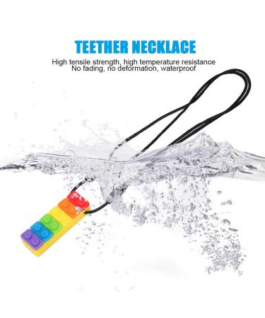 Silicone Bite Ring - High-Temperature Resistant Building Stone Necklace | Durable Chewing Trailer in Yellow Rainbow Blocks - Buy Online on GoSupps.com