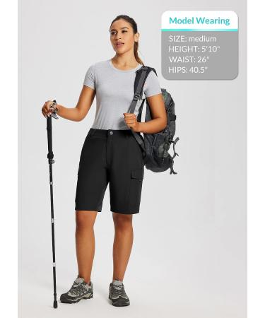 BALEAF Women's Long Hiking Shorts | Quick Dry UPF 50+ Cargo Shorts - Black, X-Large - Buy Online on GoSupps.com