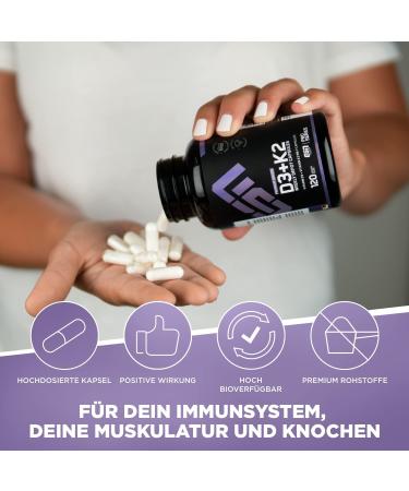 ESN Vitamin D3 + K2 - 240 Vegan Capsules for Immune Support Bone Health & Blood Production - Tested Quality Made in Germany - Buy Online on GoSupps.com