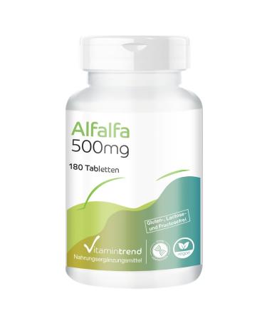 Alfalfa 500mg!3-month supply!With 1500mg alfalfa per daily dose - 180 tablets - high -dose - safe dosage - vegan - bio -available supplements from Germany |Vitamin trend