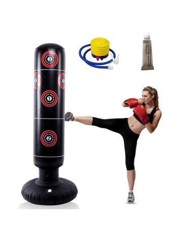 Inflatable Kids Punching Bag,63 inch Punching Boxing Bag for Immediate Bounce,Used to Practice Daily Boxing Activities ,Taekwondo and MMA,for Suit Kids and Adults(Comes with 1 *Mending Glue)