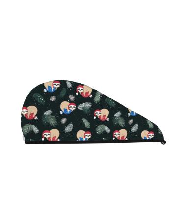 Hair Towel Wrap Hair Drying Towel with Button Towel Turban Head Towel to Dry Hair Quickly (Baby Sloths Sleeping)