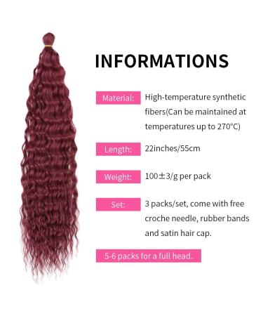 22 Deep Twist Crochet Hair - 3 Packs Ocean Wave Curly Bohemian Braids | Synthetic Hair Extensions for Women & Girls - Buy Online on GoSupps.com
