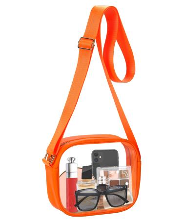 Fimhut Transparent shoulder bag stadium lane transparent wallet for concerts sporting events festivals orange/evening red in a zigzag pattern (Sunset Chevron)