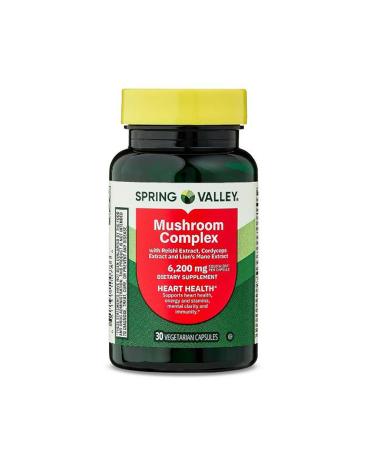 H4U Spring Valley Mushroom Complex Dietary Supplement Vegetarian Capsules for Heart Health 6 200 mg 30 Count