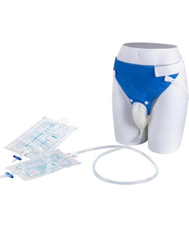 Protable Male Urine Collector Bag Wearable Urinal for Men Silicone Ventilated Urinary Drainage Bag Adjustable External Catheter Elderly Urinal with Urine Catheter Bagsfor Bedridden Patients(Blue Me Men's model Blue