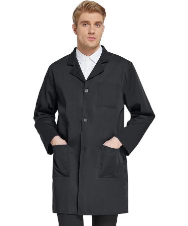 VOGRYE Professional Lab Coat Unisex Black Large - Long Sleeve White Men Women - Buy Online on GoSupps.com
