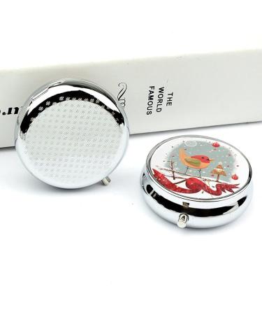 Travel Pill Box - 3 Compartment Merry Christmas Bird Design | Portable Pill Organizer for Purse & Pocket | Ideal for Medicine Storage - Buy Online on GoSupps.com