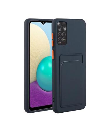 Tivenfezk Nadoli Silicone case for Xiaomi Redmi Note 11 Ultra thin shockproof scratch -resistant Wallet soft TPU protective cover mobile phone case with credit card holder xiaomi redmi note 11 dark blue