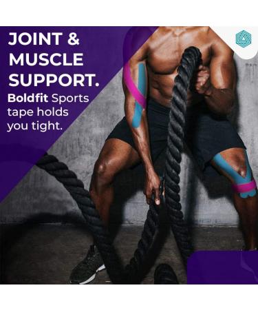Buy Boldfit Precut Kinesiology Tape - Waterproof Muscle Tape for Sports Injury Pain Relief | Physiotherapy Support in Pink - Buy Online on GoSupps.com