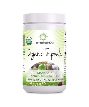 Amazing India Organic Triphala 16 Oz Powder | 113 Servings | Natural Herbal Supplement | Non-GMO | Gluten Free