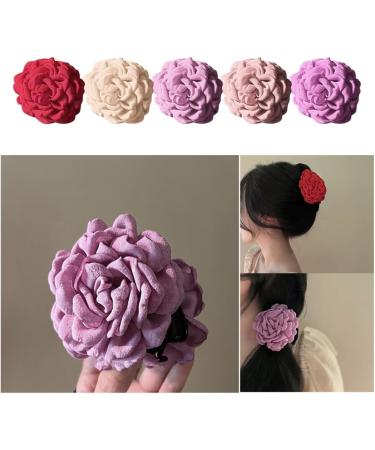 xbiez Sweet Girls High Ponytail Hair Claw Lovely Female Peony Flower Shape Hair Claw Small-Fresh Summer Hair Clip for Girls Gentle apricot - Buy Online on GoSupps.com