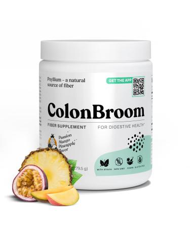 ColonBroom Psyllium Husk Powder with Stevia (Tropical Fruits) - Colon Cleanse for Bloating Relief & Gut Health - Colon Broom Fiber Powder Drink - Vegan Fiber Powder Stevia Supplement 50 Servings 9.86 Ounce (Pack of 1)