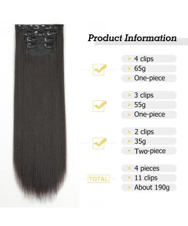 YDDM 24-Inch Clip-In Hair Extensions - Natural Black Synthetic Full Volume Hair - Affordable Easy-to-Use for Women - Buy Online on GoSupps.com