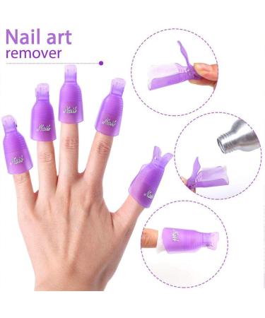 Nail Polish Gel Remover Tools Kit with Nail Remover Clips Nail File Nail Remover Pads Nail Brush purple - Buy Online on GoSupps.com