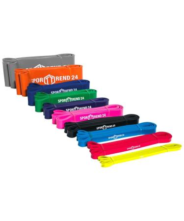 Sports trend 24 fitness straps/resistance bands in different strengths and colors |Length 104cm for strength and mobility exercises complete set: 1.1 - 149.6kg