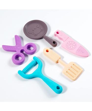 5-Piece BPA-Free Baby Silicone Chewing Toy Set - Sensory Tools for Autism & ADHD - Soft Molar Biting Rings - EJ Kitchen Tools - Buy Online on GoSupps.com