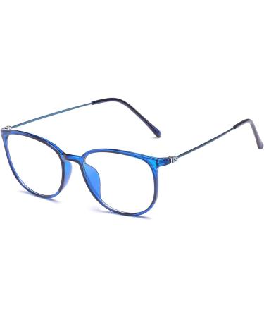 Koosufa Classic Retro Nerd Glasses for Men & Women - Round Panto Frames Vintage-Style Fake Glasses with Case - Blue - Buy Online on GoSupps.com