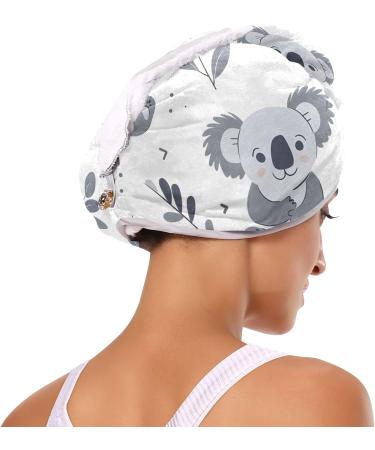 Cute Koala Hair Towel Set for Kids - Super Absorbent Quick Dry Turbans | 2 Pack Head Towels with Button Wraps for Women & Girls - Buy Online on GoSupps.com