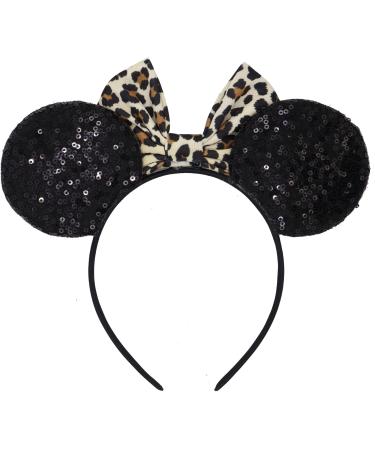 Leopard Minnie Mouse Ears Headband Set for Halloween Costume - 3PCS - Buy Online on GoSupps.com