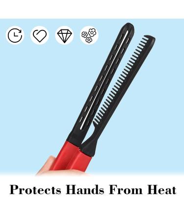 2 Piece Straightening Comb Set with Boar Bristles - Double Sided Brush for Hair Styling and Knot-Free Results (Black/Rose Red) - Buy Online on GoSupps.com
