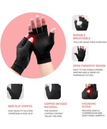 Tight Gloves Copper Compression Arthritis Gloves - Best Fingerless Pain Relief for Men & Women - XL Black Copper Infused Healing Gloves - Buy Online on GoSupps.com