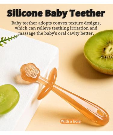 FOKiiBO Baby Silicone Toothbrush Set with Teether & Finger Brush - Amber - Buy Online on GoSupps.com