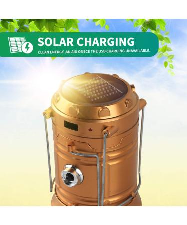 Censinda LED Camping Lantern - Solar & Rechargeable Flashlight, Portable & Collapsible Light for Camping, Hiking, Emergency - Gold (1 Pack) - Buy Online on GoSupps.com