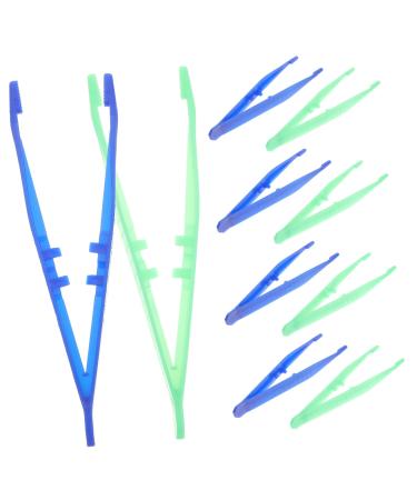 Minkissy 10st precision tweezers tweezers plastic one-way tweezers for handicrafts one-off tweezing plastic pearl tweezers Accessories for eyelash extensions blue accessories grain extend medium sorted color