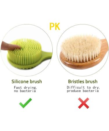 Shop Shower Body Silicone Bathing Brush - Soft Bristles Long Grip for Men & Women | Peeling Massage & Sensitive Skin Care (Green) - Buy Online on GoSupps.com