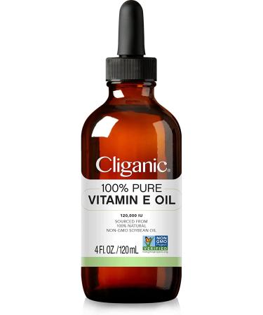 Cliganic 100% Pure Vitamin E Oil - 120,000 IU for Skin, Hair & Face - Non-GMO 4 Fl Oz - Buy Online on GoSupps.com