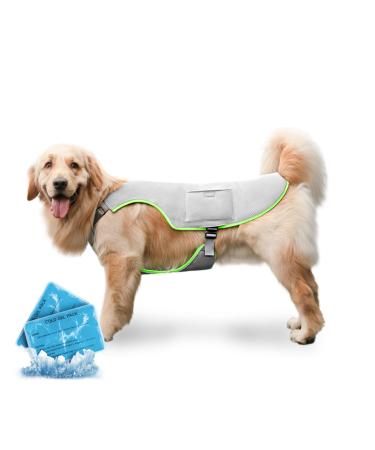Cool vest dog with 2 gel ice bag dog cooling vest reflective and breathable cooling coat cooling jacket for large dog cooling collar cooling sun protection summer gray xl - Buy Online on GoSupps.com