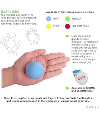 66fit Hand Therapy Putty 85g - Rehabilitation & Stress Relief - 3 oz Green - Buy Online on GoSupps.com