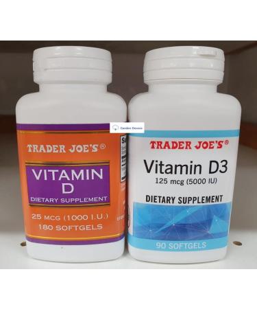 Trader Joe's2 Trader Joe s Vitamin D 25 MCG & Vitamin D3 125 MCG Dietary Supplement (Two Bottles) - Buy Online on GoSupps.com