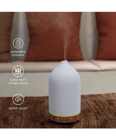 200ML Ceramic Aromatherapy Diffuser - Essential Oil Diffuser with 7 Color Lights & Auto Shut Off for Home & Office | Wood Grain Base - Buy Online on GoSupps.com